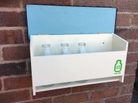 Open Milksafe for 5 @ 1-pint glass bottles Bottles seen, Wall hung, in Country Cream