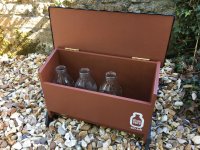 Open Milksafe for 4 @ 1-pint glass bottles Freestanding, bottles seen, in Deep Russett