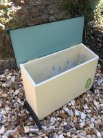 Milksafe for 4 @ 1-pint glass bottles Freestanding, Bottles hidden - lockable, in Country Cream